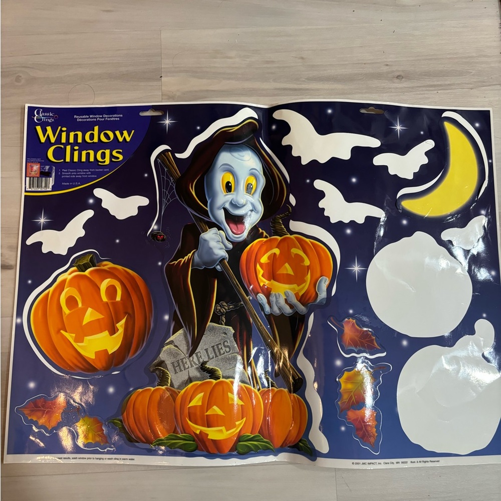 Halloween Window Clings From 2001 Pumpkin Ghost Horror Scary Haunted Glow Dark